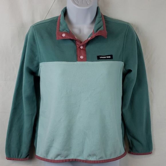Lands' End Tops - Lands' End Women's Medium Teal, Pink, & Light Blue Fleece Sweatshirt